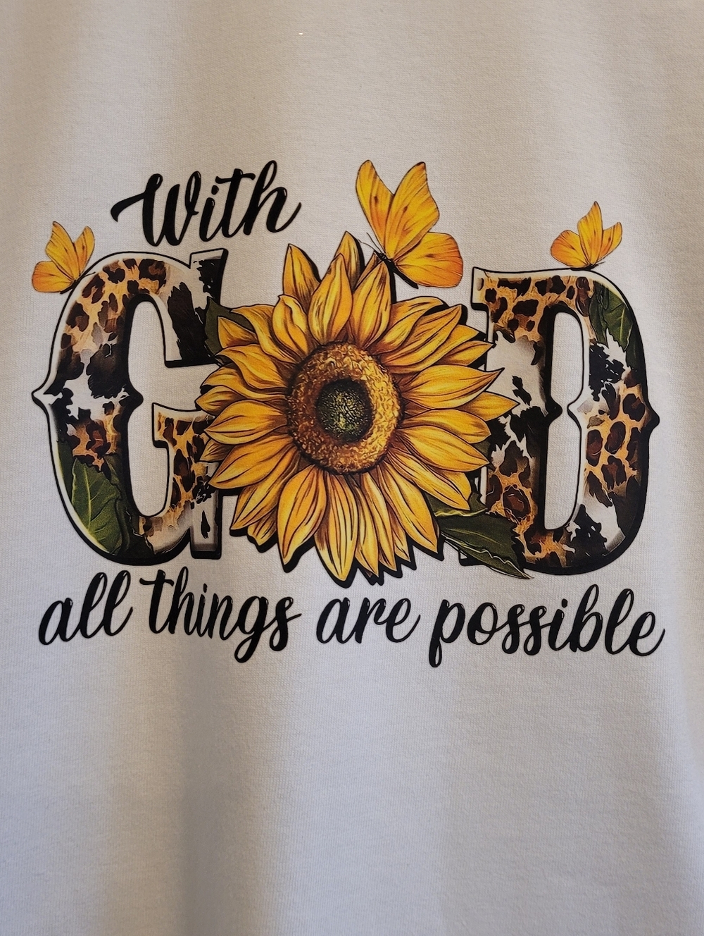New 'With God All Things Are Possible' Graphic Tee XL Unisex